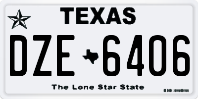 TX license plate DZE6406