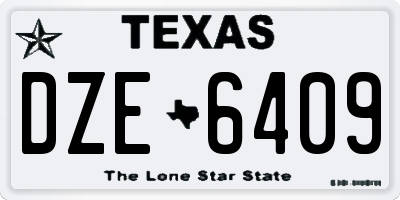 TX license plate DZE6409