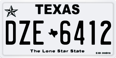 TX license plate DZE6412