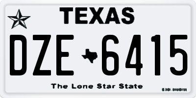 TX license plate DZE6415