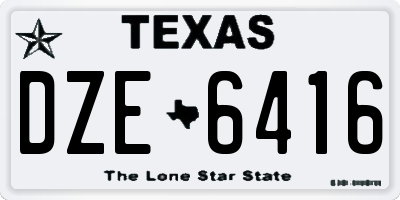 TX license plate DZE6416