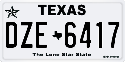 TX license plate DZE6417