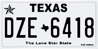 TX license plate DZE6418