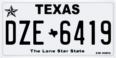TX license plate DZE6419