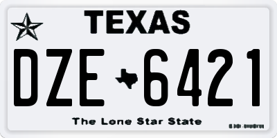 TX license plate DZE6421