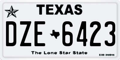 TX license plate DZE6423