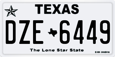 TX license plate DZE6449