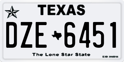 TX license plate DZE6451