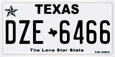 TX license plate DZE6466