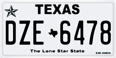 TX license plate DZE6478