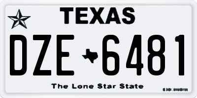 TX license plate DZE6481