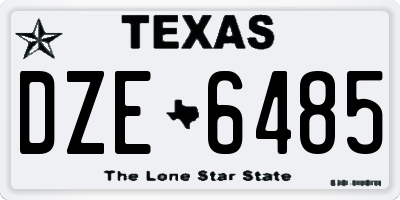 TX license plate DZE6485
