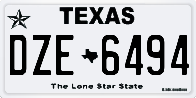 TX license plate DZE6494