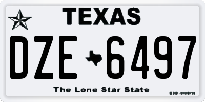 TX license plate DZE6497