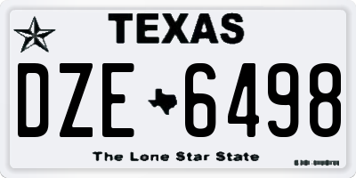 TX license plate DZE6498
