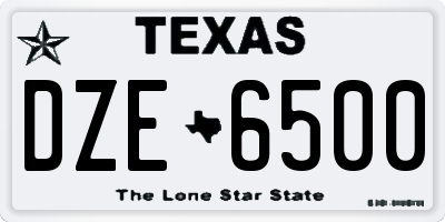 TX license plate DZE6500