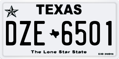 TX license plate DZE6501