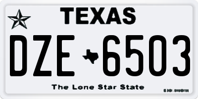 TX license plate DZE6503