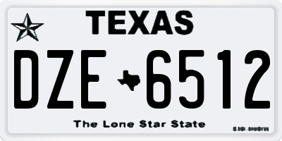 TX license plate DZE6512