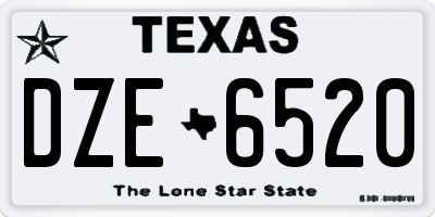 TX license plate DZE6520