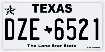 TX license plate DZE6521