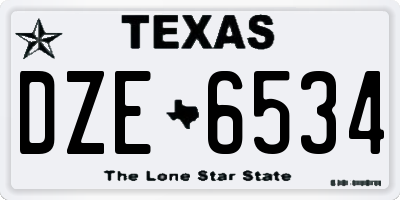 TX license plate DZE6534