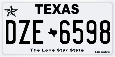 TX license plate DZE6598