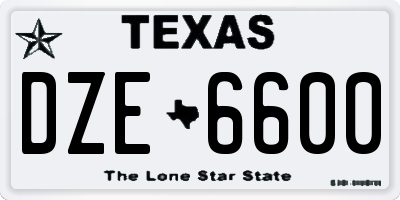 TX license plate DZE6600