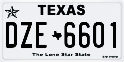 TX license plate DZE6601