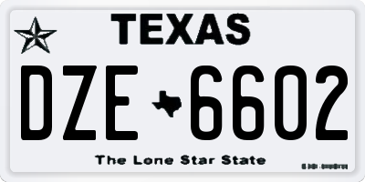 TX license plate DZE6602