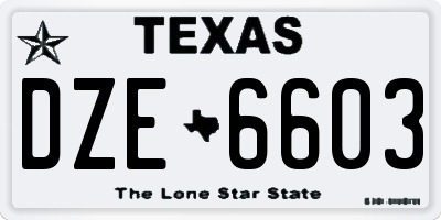 TX license plate DZE6603