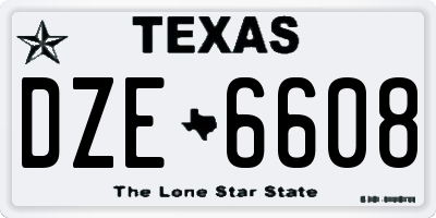 TX license plate DZE6608