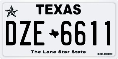 TX license plate DZE6611