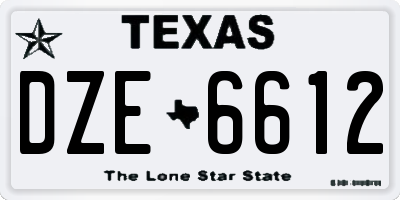 TX license plate DZE6612