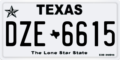 TX license plate DZE6615