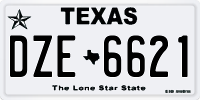 TX license plate DZE6621