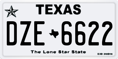 TX license plate DZE6622