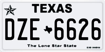 TX license plate DZE6626