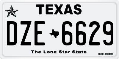 TX license plate DZE6629