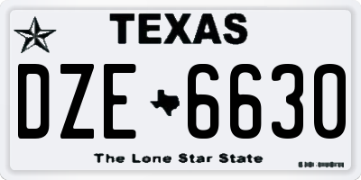 TX license plate DZE6630