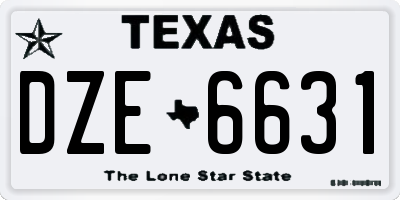TX license plate DZE6631