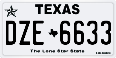 TX license plate DZE6633