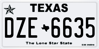 TX license plate DZE6635