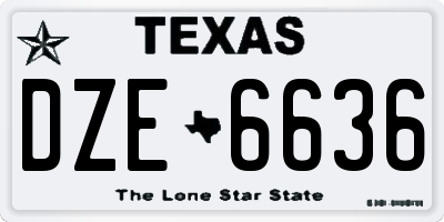 TX license plate DZE6636