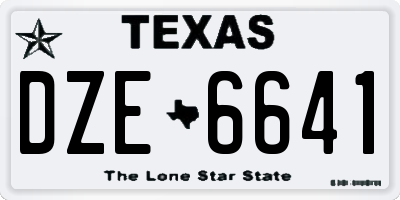 TX license plate DZE6641