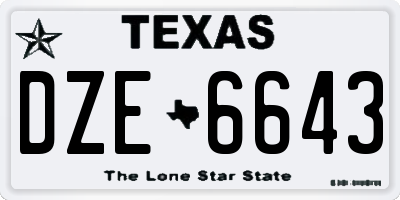 TX license plate DZE6643