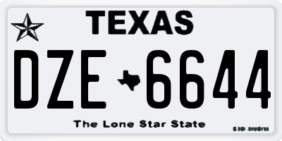 TX license plate DZE6644