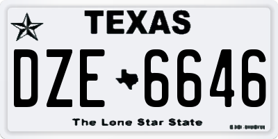 TX license plate DZE6646
