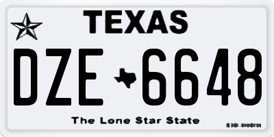 TX license plate DZE6648