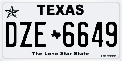 TX license plate DZE6649